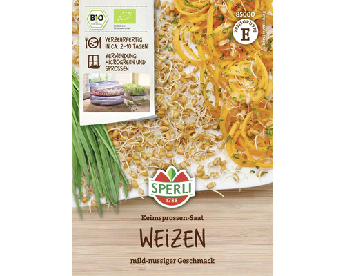 Sperli Weizen Keimsprossen Saat mit Bio Siegel und Serviervorschlag