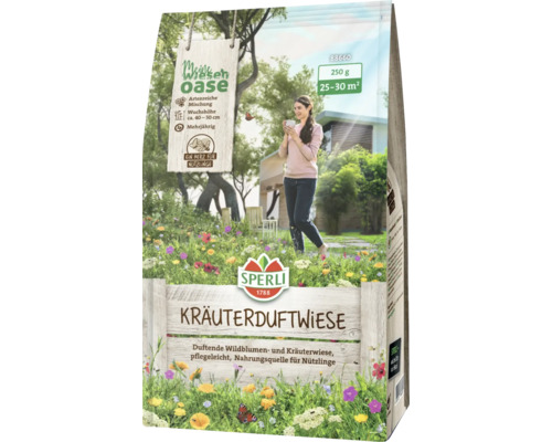 Samenpackung Kräuterduftwiese von Sperli, geeignet für eine Fläche von 25 bis 30 Quadratmeter