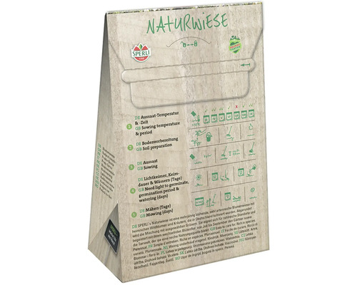 Samenpackung Naturwiese von Sperli mit Informationen zu Aussaat und Pflege