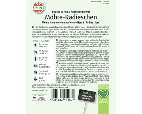 Samenpackung Möhre Radieschen der Marke Sperli