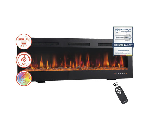 Elektrokamin mit Prüfengel Siegel, 3-in-1 Funktion, 5-fach Flammeneffekt, 12-fach Farbwechsel und Fernbedienung