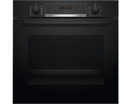 Bosch Backofen HBA514BB3 Nutzvolumen 71 l Maße BxHxT 59,4 cm x 59,5 cm x 54,8 mm Schwarzer Bosch Einbaubackofen mit digitaler Anzeige und Drehknöpfen.