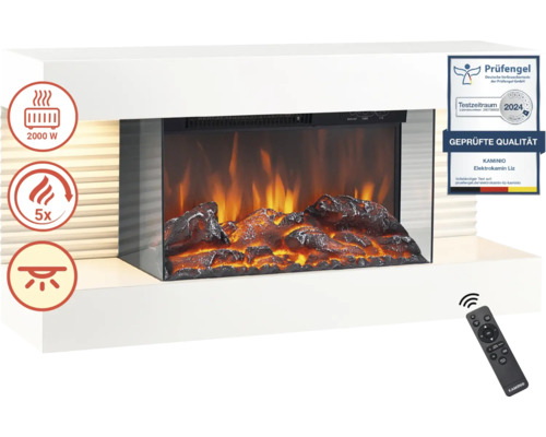 Kaminio Elektrokamin Liz mit Prüfengel Siegel, 2000 Watt Heizleistung und Fernbedienung