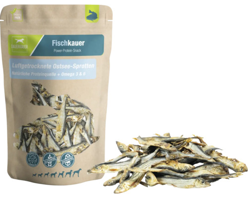 Hundesnack DAUERKAUER Fischkauer Ostsee-Sprotten ca. 60 g Zahnpflege, Stressabbau für Hunde , Kauartikel