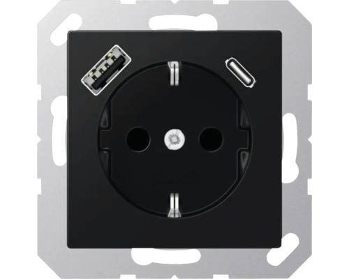 Jung A 1520-15 CA SWM USB-Steckdose USB Typ A graphitschwarz/matt Serie A550 Steckdose mit USB Anschluss
