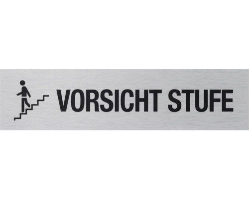 Alu-Schild „Vorsicht Stufe“ Selbstklebend – 160x40 Mm, Türschild Für Treppen & Stolperstellen