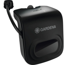 Gardena Logo auf einer schwarzen Gartenschlauchbox
