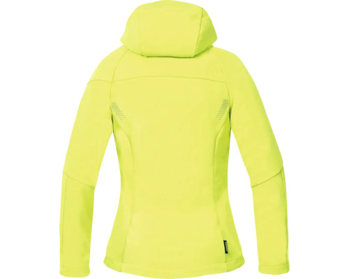 Rückansicht einer Softshelljacke mit Kapuze für Damen