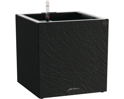 Blumensäule Lechuza CANTO Slatestone Kunststoff 30 x 30 x 30,8 cm schwarz Viereckiger Pflanzkübel mit Bewässerungssystem und Füllstandsanzeige