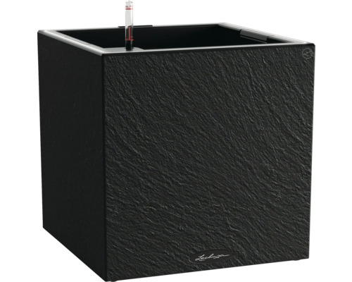 Blumensäule Lechuza CANTO LED Slatestone Kunststoff 40 x 40 x 40,8 cm schwarz Viereckiger Pflanzkasten mit Bewässerungssystem und Wasserstandsanzeiger