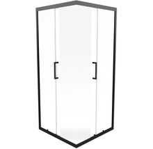 Eckeinstieg mit Gleittür/Schiebetür Aurlane Factory Black Eclipse 90 x 90 x 200 cm Profil schwarz Klarglas Reversibel