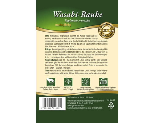Verpackung Wasabi-Rauke Saatgut