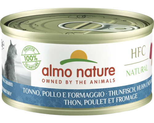 Katzenfutter nass almo nature HFC Thunfisch, Huhn und Käse 70 g