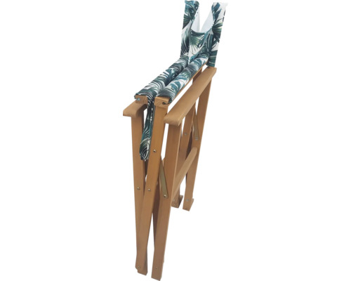 Zusammengeklappter Holz-Klappstuhl mit Stoffbezug