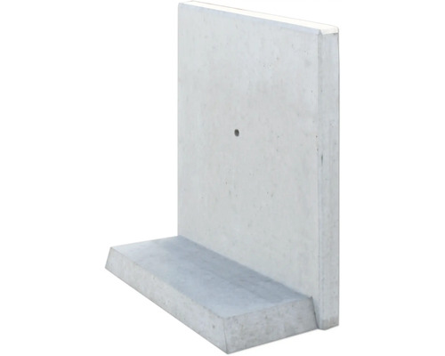 L-Stein Winkelstein Sichtbeton grau 100 cm x 5 cm x 100 cm Fußtiefe = 45 cm