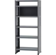 Graues Stahlregal mit fünf Regalböden für Lagerzwecke