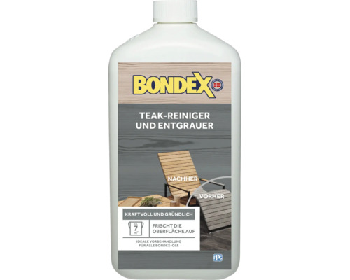 Bondex Teak Reiniger und Entgrauer in einer Kunststoffflasche