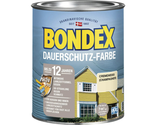 Bondex Dauerschutz Farbe, Cremeweiss Lackfarbe für Aussen und Innen