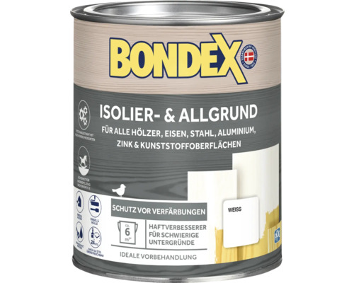 Bondex Isolier- und Allgrund Farbe für Holz, Eisen, Stahl, Aluminium, Zink und Kunststoffoberflächen im Farbtone Weiss
