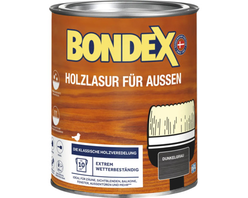 Bondex Holzlasur für Aussen im dunklen Grau Farbton