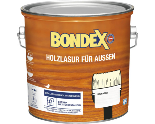 Bondex Holzlasur für Aussen, Kalkweiss, circa 32 Quadratmeter Reichweite