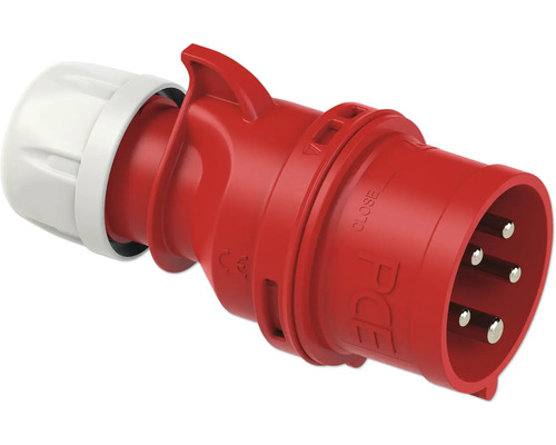 Roter Industriestecker mit fünfpoliger Ausführung