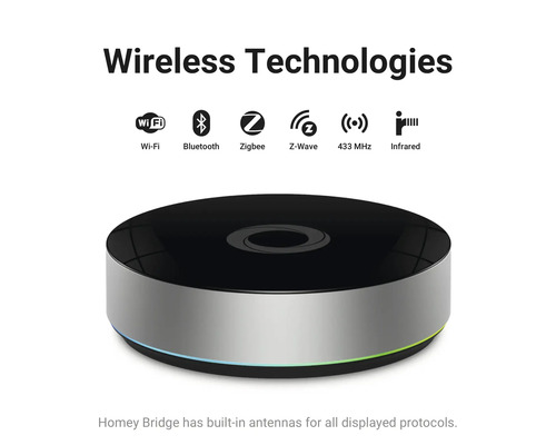 Homey Bridge mit Unterstützung für WLAN, Bluetooth, Zigbee, Z-Wave, 433 MHz und Infrarot