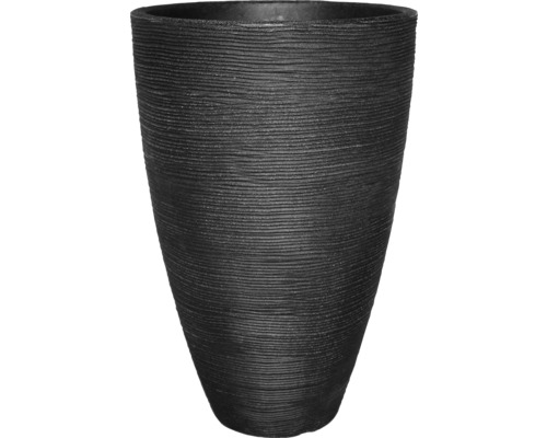 Pflanzvase geli Rillen Kunststoff Ø 40 H cm 60 cm anthrazit Schwarzer Pflanztopf mit horizontaler Struktur