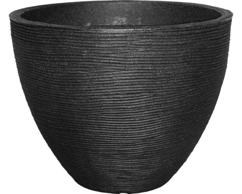 Pflanztopf geli Rillen Kunststoff Ø 40 H 31 cm anthrazit Pflanzgefäß aus Kunststoff mit gerippter Oberfläche