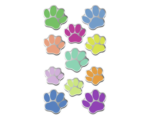 Mehrfarbige Pfotenaufkleber