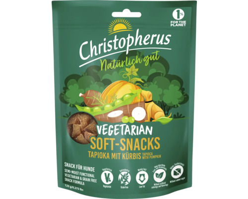 Hundesnack Christopherus Tapioka mit Kürbis 125 g vegetarisch, getreidefrei, wenig Fett, Zahnpflege