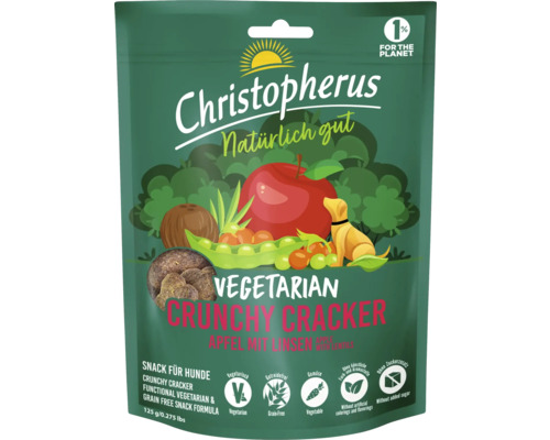 Hundesnack Christopherus Apfel mit Linsen 125 g vegetarisch, getreidefrei, wenig Fett, Zahnpflege