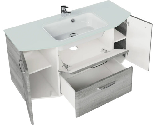 Waschtischunterschrank mit Waschbecken, Schublade und Türen