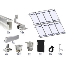 Montageset für 8 PV-Module (4x2) auf Schrägdach/Ziegeldach inkl. 8x Montageschiene 2400 mm-thumb-0