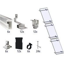 Montageset für 3 PV-Module (1x3) auf Schrägdach/Ziegeldach inkl. 6x Montageschiene 1200 mm-thumb-0