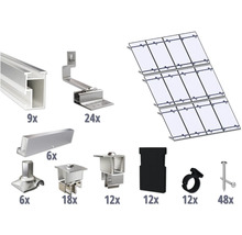 Montageset für 12 PV-Module (4x3) auf Schrägdach/Ziegeldach inkl. 9x Montageschiene 3650 mm-thumb-0