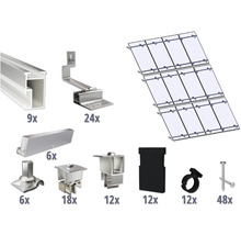 Montageset für 12 PV-Module (3x4) auf Schrägdach/Ziegeldach inkl. 8x Montageschiene 3650 mm-thumb-0