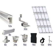 Montageset für 16 PV-Module (4x4) auf Schrägdach/Ziegeldach inkl. 12x Montageschiene 3650 mm-thumb-0