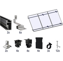 Montageset schwarz für 3 PV-Module (3x1) auf Schrägdach/Ziegeldach inkl. 2x Montageschiene 3650 mm-thumb-0