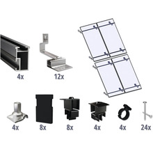 Montageset schwarz für 4 PV-Module (2x2) auf Schrägdach/Ziegeldach inkl. 4x Montageschiene 2400 mm-thumb-0