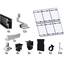 Montageset schwarz für 6 PV-Module (3x2) auf Schrägdach/Ziegeldach inkl. 4x Montageschiene 3650 mm-thumb-0