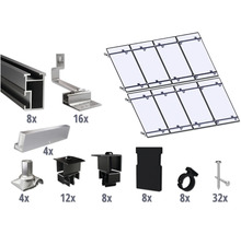 Montageset schwarz für 8 PV-Module (4x2) auf Schrägdach/Ziegeldach inkl. 8x Montageschiene 2400 mm-thumb-0