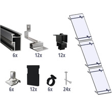 Montageset schwarz für 3 PV-Module (1x3) auf Schrägdach/Ziegeldach inkl. 6x Montageschiene 1200 mm-thumb-0