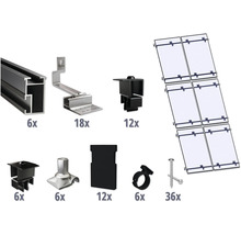 Montageset schwarz für 6 PV-Module (2x3) auf Schrägdach/Ziegeldach inkl. 6x Montageschiene 2400 mm-thumb-0