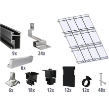 Montageset schwarz für 12 PV-Module (4x3) auf Schrägdach/Ziegeldach inkl. 9x Montageschiene 3650 mm-thumb-0