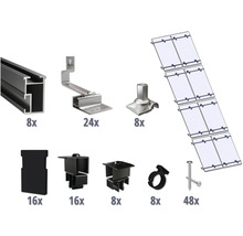 Montageset schwarz für 8 PV-Module (2x4) auf Schrägdach/Ziegeldach inkl. 8x Montageschiene 2400 mm-thumb-0