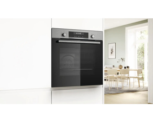 Backofen-Set Bosch mit Glaskeramikkochfeld mit Edelstahlrahmen HBD672LS82 Nutzvolumen 71 l