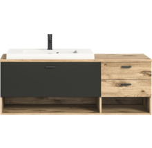 Waschtischunterschrank mit Waschbecken, Schublade und zwei Auszügen