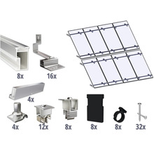 Montageset für 8 PV-Module (4x2) auf Schrägdach/Ziegeldach inkl. 8x Montageschiene 2400 mm-thumb-0