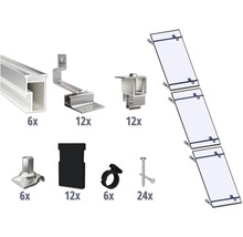 Montageset für 3 PV-Module (1x3) auf Schrägdach/Ziegeldach inkl. 6x Montageschiene 1200 mm-thumb-0